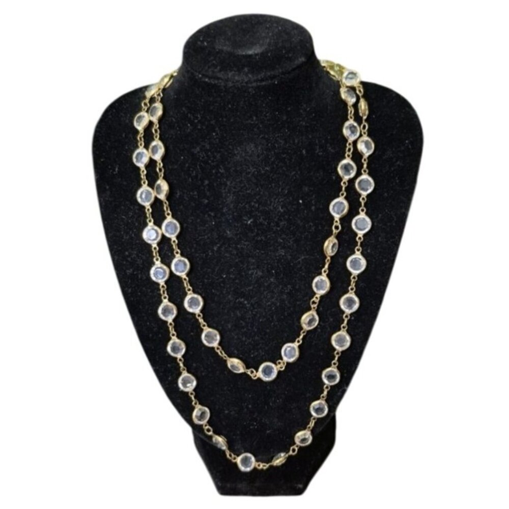 Vintage Swarovski Crystal Necklace Gold-Tone‎ Double-Strand 12" Continuous Loop